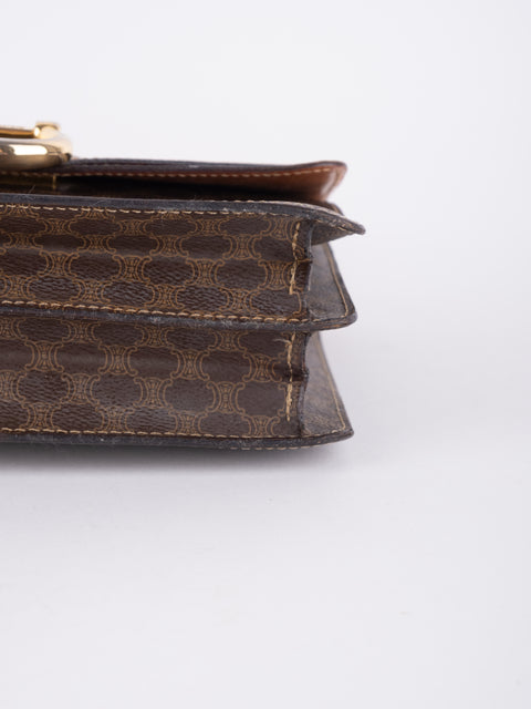 Celine Macadam Vintage Brown Structured Handbag