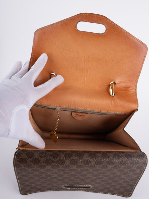 Celine Macadam Vintage Brown Structured Handbag