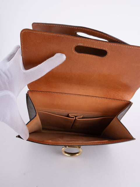 Celine Macadam Vintage Brown Structured Handbag