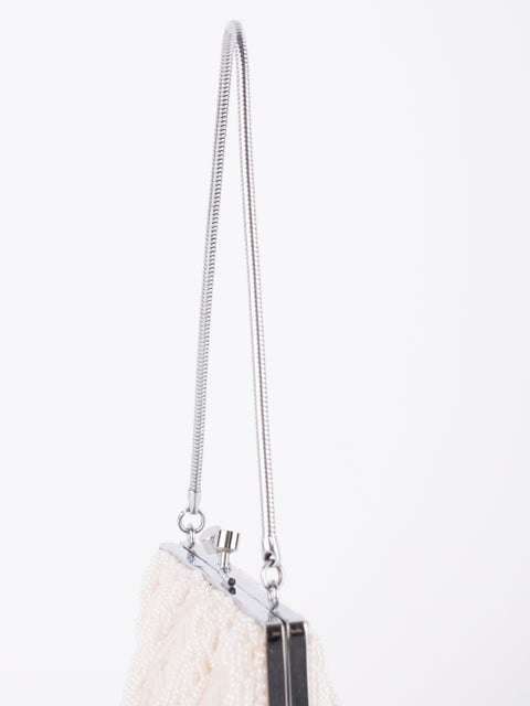Vintage Handmade Beaded Mini Shoulder Bag Ivory