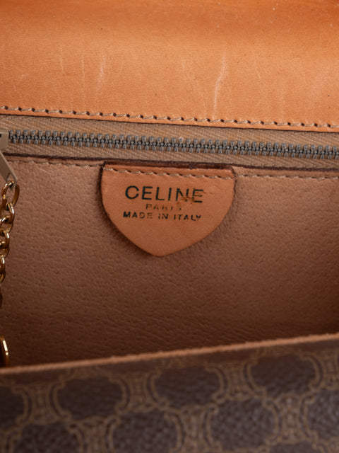 Celine Macadam Vintage Brown Structured Handbag