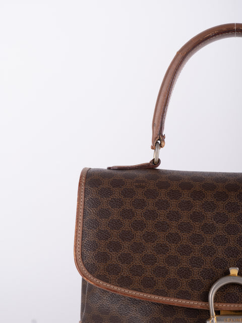 Celine Macadam Vintage Brown Top Handle Bag