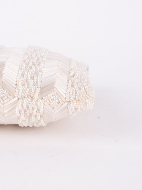 Vintage Handmade Beaded Mini Shoulder Bag Ivory