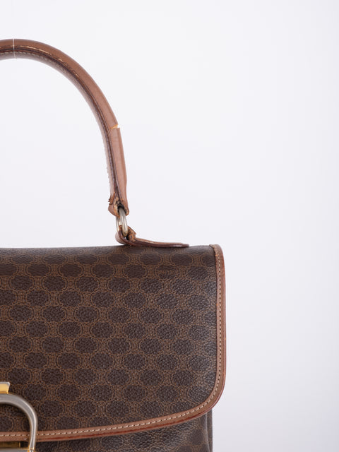 Celine Macadam Vintage Brown Top Handle Bag