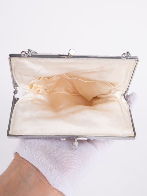 Vintage Handmade Beaded Mini Shoulder Bag Ivory