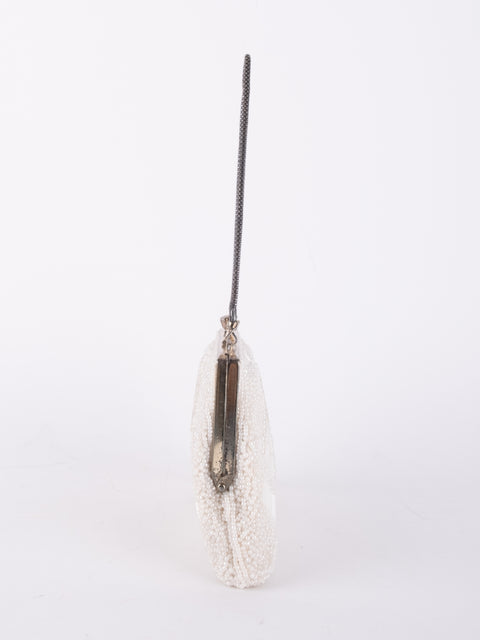 Vintage Handmade Beaded Evening Bag White