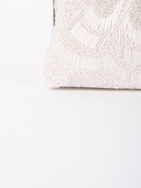 Vintage Handmade Beaded Evening Bag White