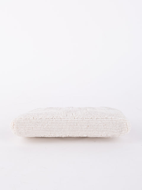 Vintage Handmade Beaded Evening Bag White