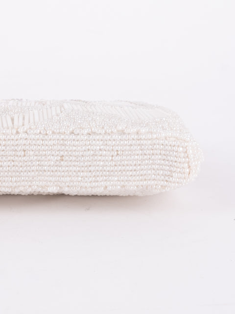Vintage Handmade Beaded Evening Bag White