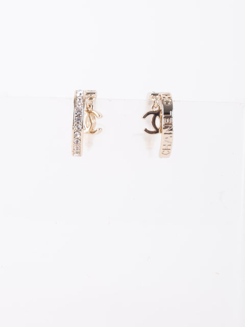 CHANEL Vintage Crystal CC Hoop Earrings by Karl Lagerfeld – Early 2000s נדיר במיוחד