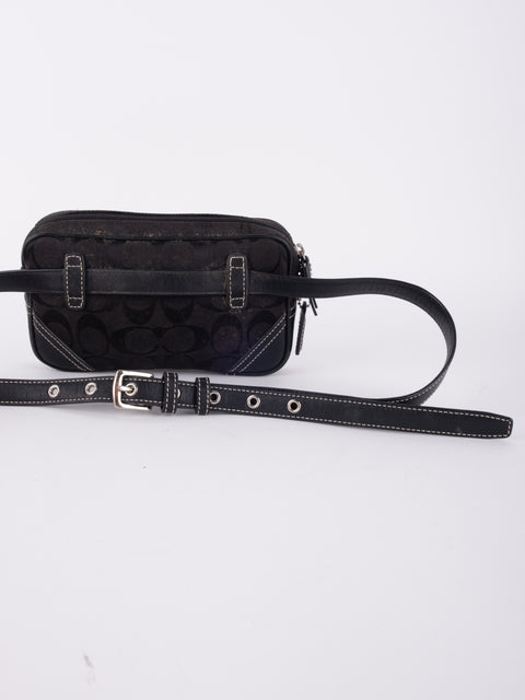 COACH Black Signature Belt Bag