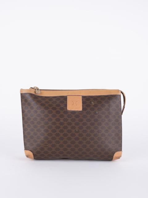 Celine Macadam Vintage Brown Clutch Bag