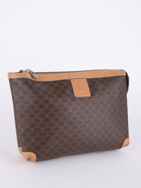 Celine Macadam Vintage Brown Clutch Bag