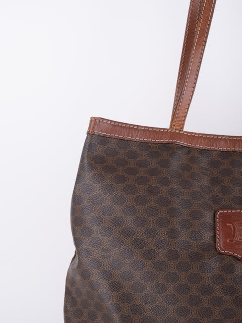 Celine Macadam Vintage Brown Tote Bag