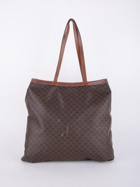 Celine Macadam Vintage Brown Tote Bag