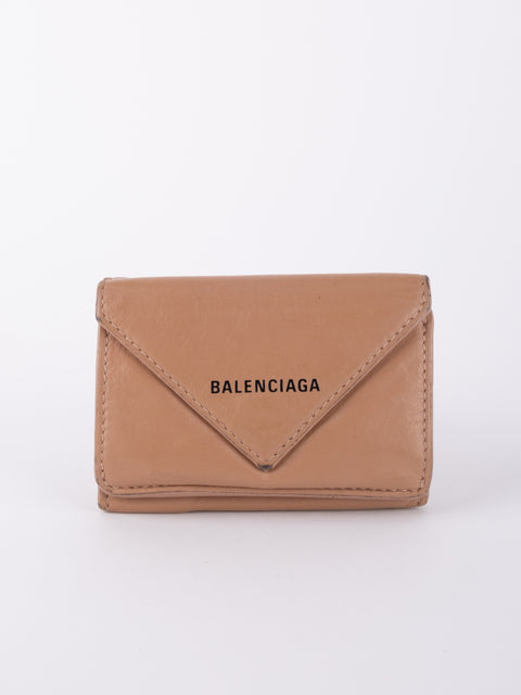 Balenciaga Mini Papier Wallet Nude