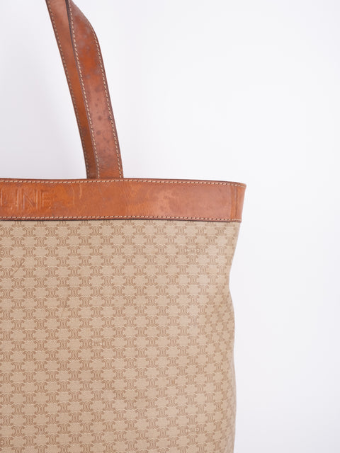 Celine Macadam Vintage Beige Large Tote Bag