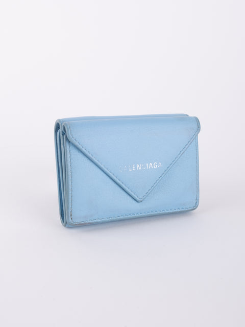 Balenciaga Mini Papier Wallet Blue