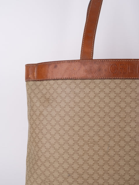Celine Macadam Vintage Beige Large Tote Bag