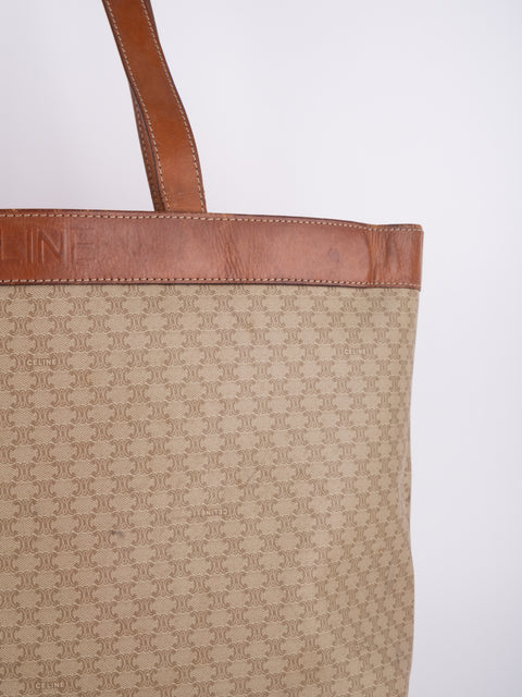 Celine Macadam Vintage Beige Large Tote Bag