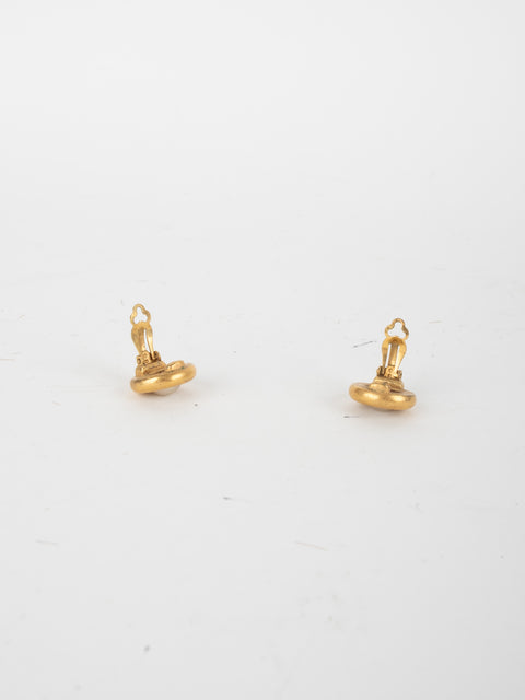 CHANEL CHANEL Vintage Pearl CC Button Earring Karl Lagerfeld eras Gold שנות ה-80 נדיר במיוחד