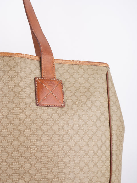 Celine Macadam Vintage Beige Large Shopping Tote