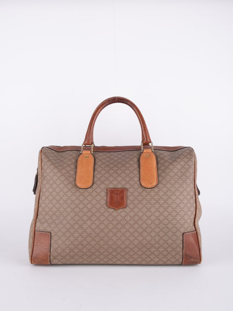Celine Macadam Vintage Beige Boston Handbag