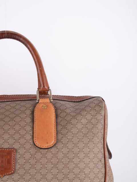 Celine Macadam Vintage Beige Boston Handbag