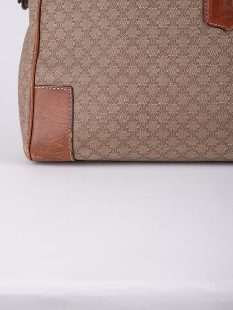 Celine Macadam Vintage Beige Boston Handbag