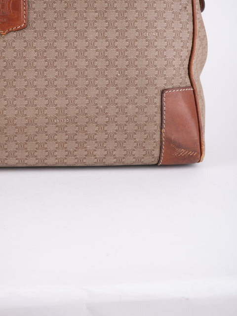 Celine Macadam Vintage Beige Boston Handbag