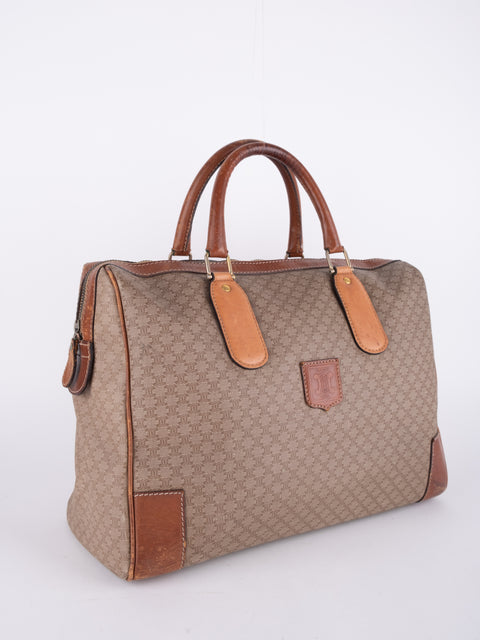 Celine Macadam Vintage Beige Boston Handbag