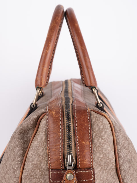 Celine Macadam Vintage Beige Boston Handbag
