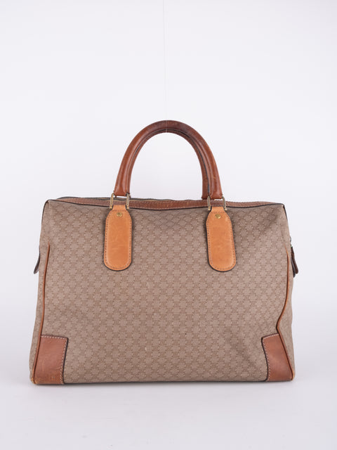 Celine Macadam Vintage Beige Boston Handbag