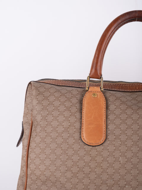 Celine Macadam Vintage Beige Boston Handbag