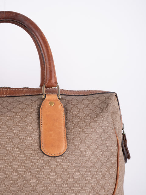 Celine Macadam Vintage Beige Boston Handbag