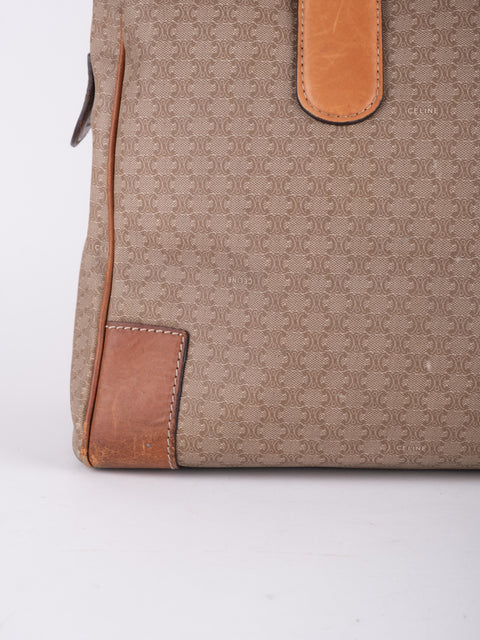 Celine Macadam Vintage Beige Boston Handbag