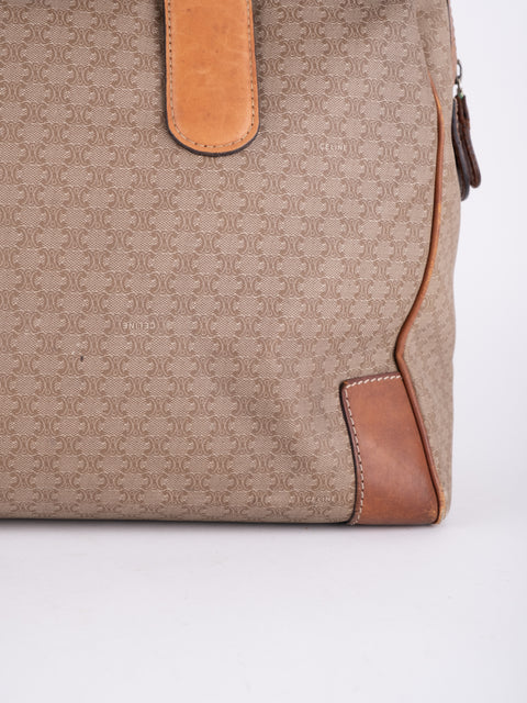 Celine Macadam Vintage Beige Boston Handbag