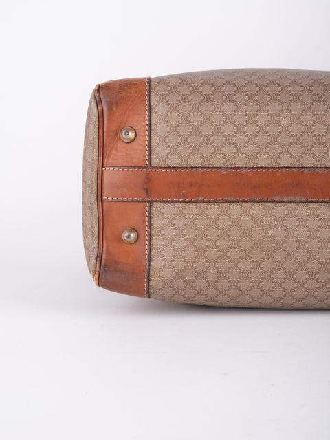 Celine Macadam Vintage Beige Boston Handbag