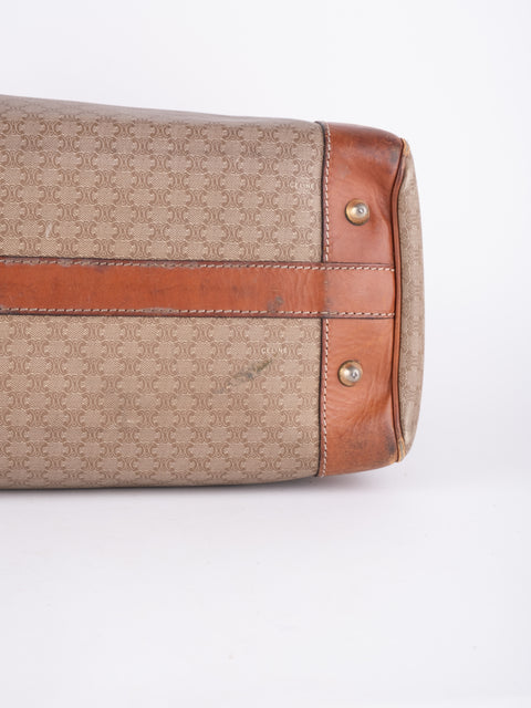 Celine Macadam Vintage Beige Boston Handbag