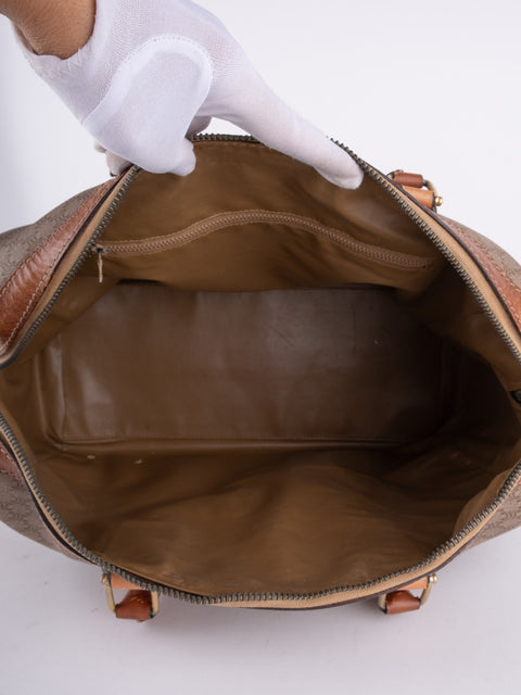 Celine Macadam Vintage Beige Boston Handbag