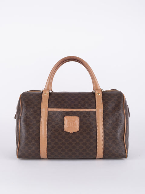 Celine Macadam Vintage Brown Boston Handbag