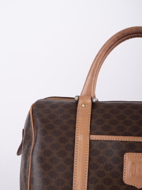 Celine Macadam Vintage Brown Boston Handbag