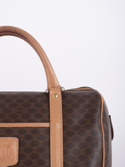 Celine Macadam Vintage Brown Boston Handbag