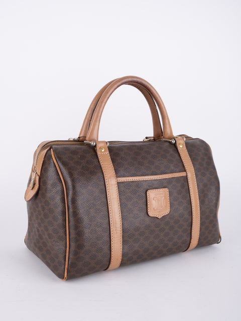 Celine Macadam Vintage Brown Boston Handbag