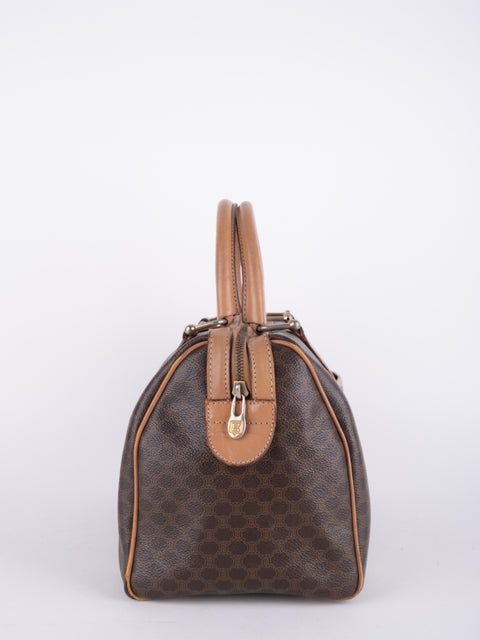 Celine Macadam Vintage Brown Boston Handbag