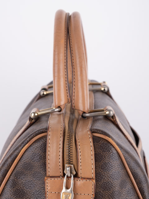 Celine Macadam Vintage Brown Boston Handbag