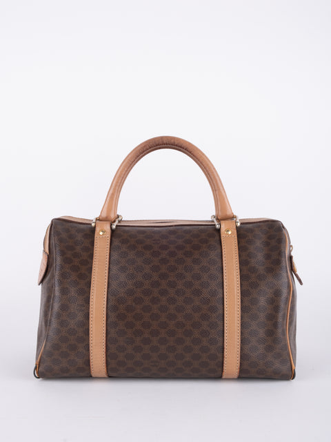 Celine Macadam Vintage Brown Boston Handbag
