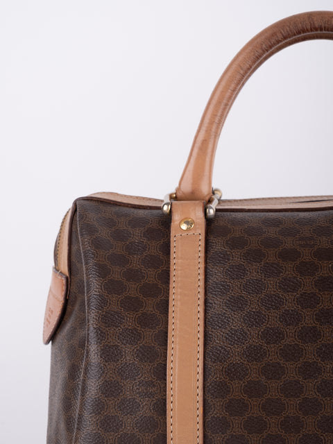 Celine Macadam Vintage Brown Boston Handbag