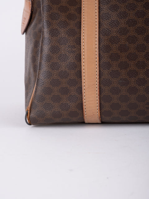 Celine Macadam Vintage Brown Boston Handbag