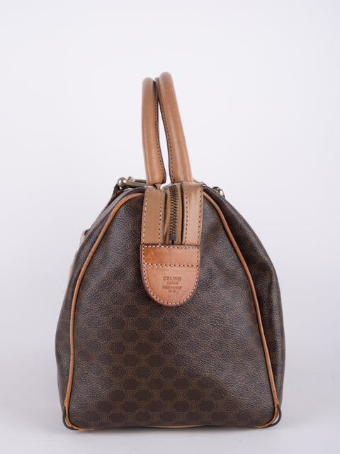 Celine Macadam Vintage Brown Boston Handbag